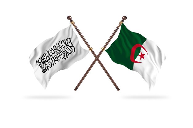 Islamic Emirate of Afghanistan versus Algeria Two Flags Background