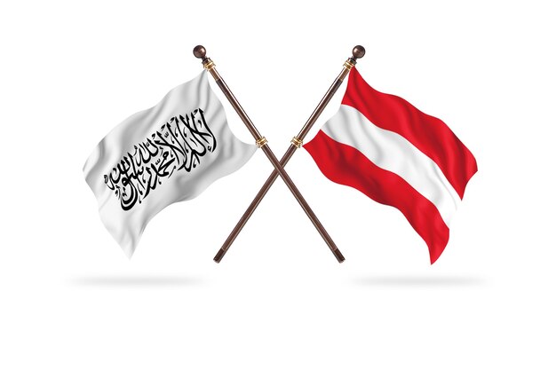 Islamic Emirate of Afghanistan versus Austria Two Flags Background