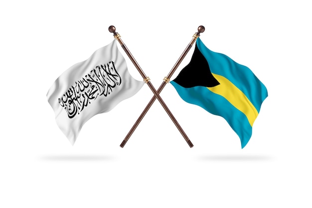 Исламский Эмират Афганистан на фоне двух флагов Багамских островов