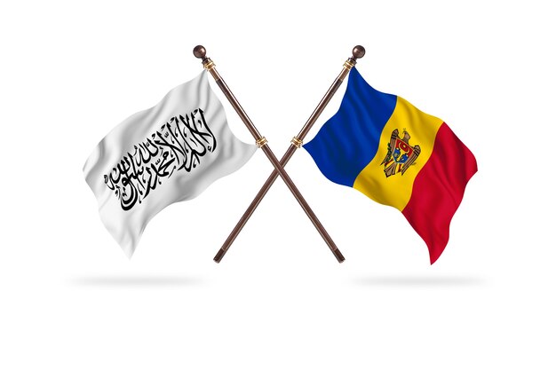 Islamic Emirate of Afghanistan versus Moldova Two Flags Background