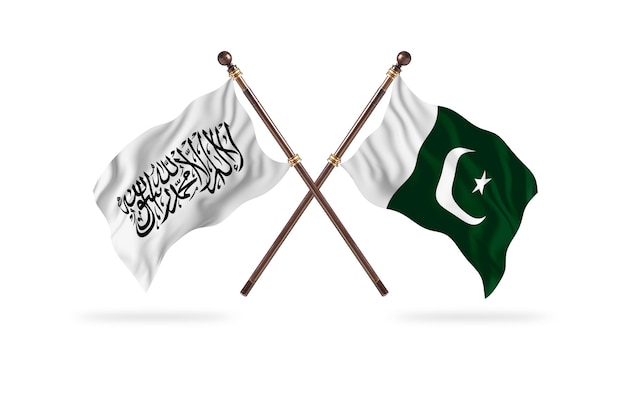 Исламский Эмират Афганистан против фона двух флагов Пакистана