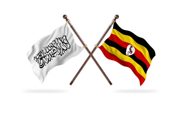 Islamic Emirate of Afghanistan versus Uganda Two Flags Background