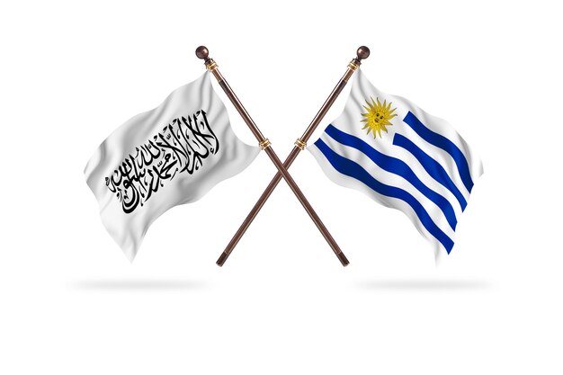 Islamic Emirate of Afghanistan versus Uruguay Two Flags Background