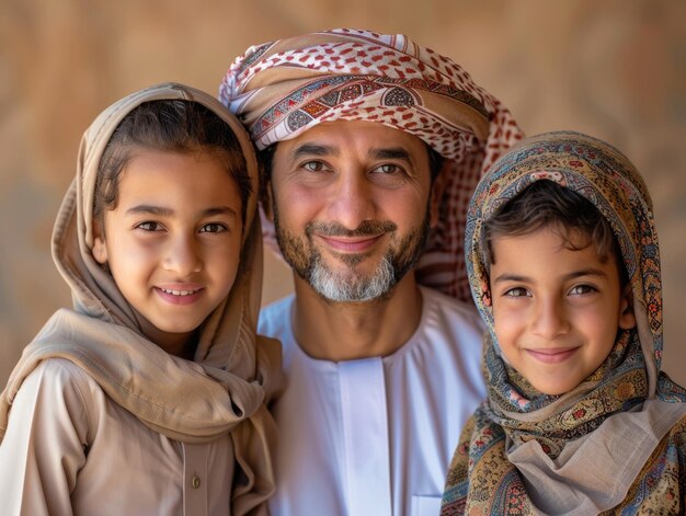 Foto foto di gruppo della famiglia islamica