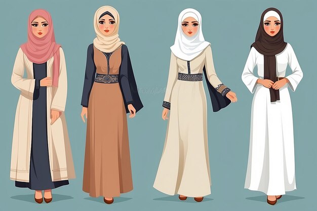 Photo islamic fashion modern hijab muslim woman vector illustration