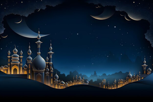 Исламский праздник eid mubarak полумесяц религиозный фон