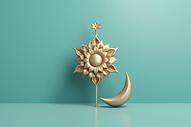 Photo islamic flower and moon