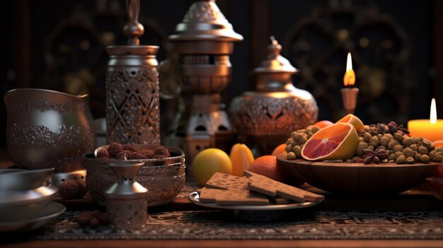 Photo islamic food illustration template background