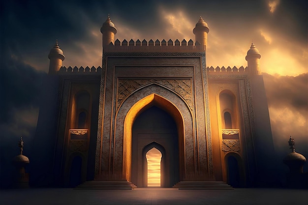 Islamic gate with a light at the top