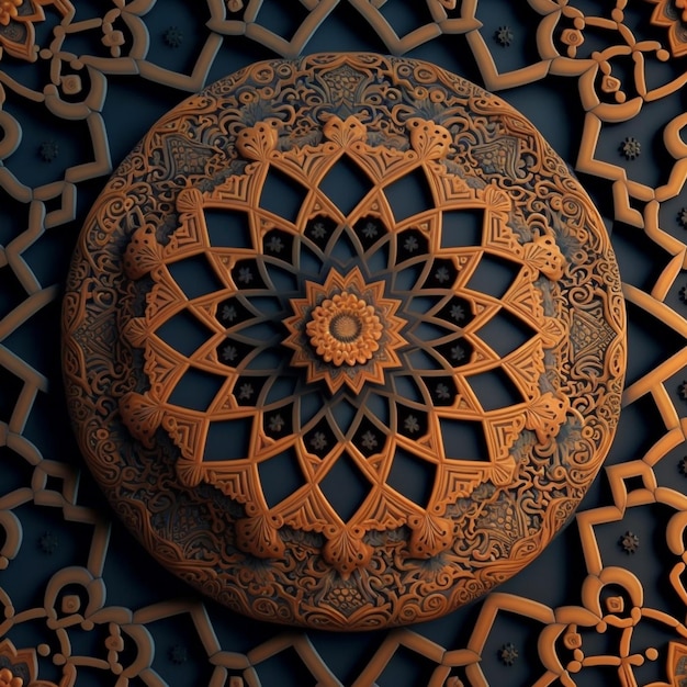 Islamic geometric Arabesque pattern texture on the wall decorative wood background