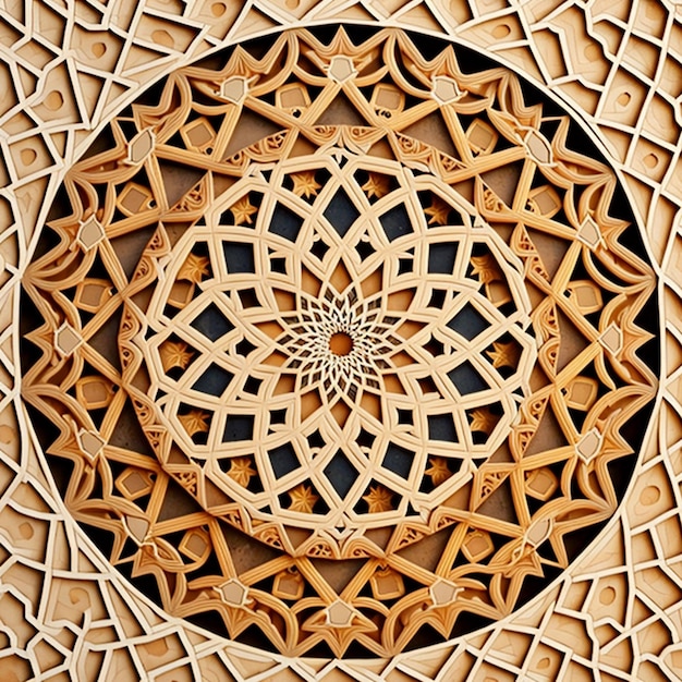 Islamic geometric Arabesque pattern texture on the wall decorative wood background