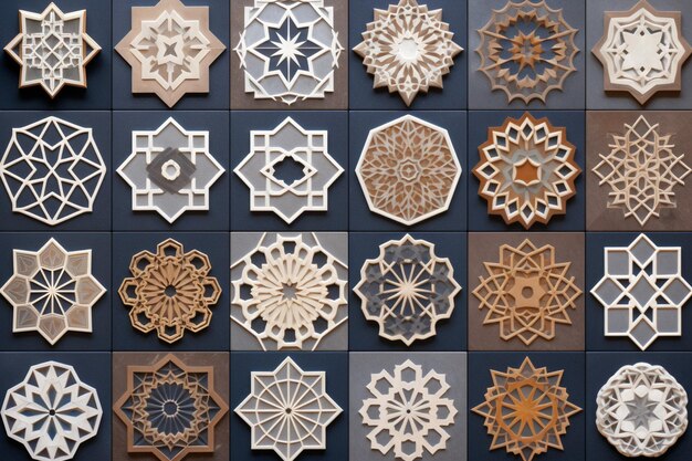 Islamic geometric patterns in various contexts