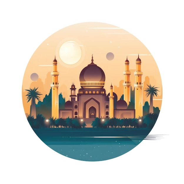 Photo islamic greeting card flat style background illustration during ramadan kareem