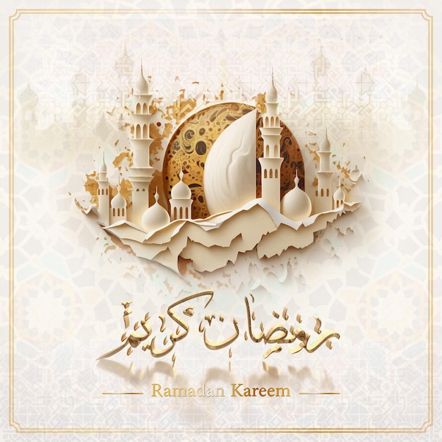 islamic greetings ramadan kareem card design background with beautiful gold