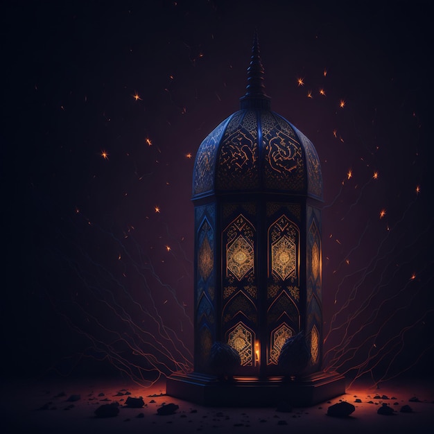 Islamic happy new year Leonardo Diffusion moroccan lamp background AI Generated