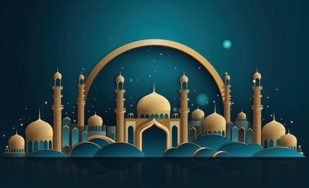 イスラム教の祝日の背景 イラスト AIジェネレーティブ