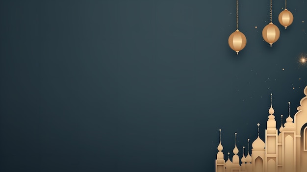 Islamic holiday of ramadan kareem and creative backdrop with dark blue copy space generative ai