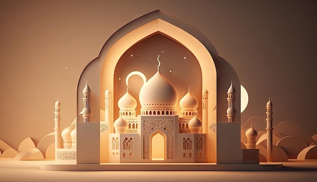 Islamic holiday Ramadan kareem event background decorate with Arabic lantern Generative AI