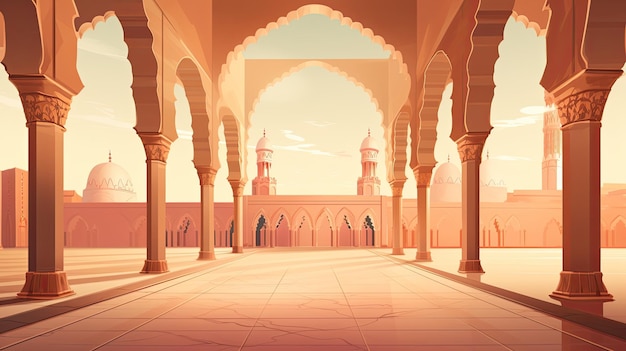 Islamic illustration background with mosque