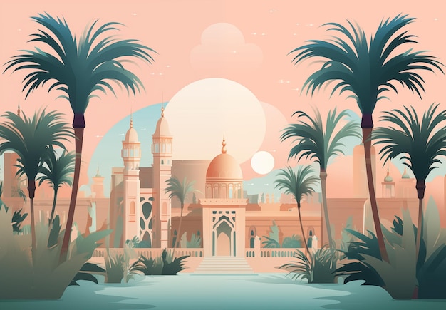 Исламские иллюстрации Рамадан вибрации фонарь