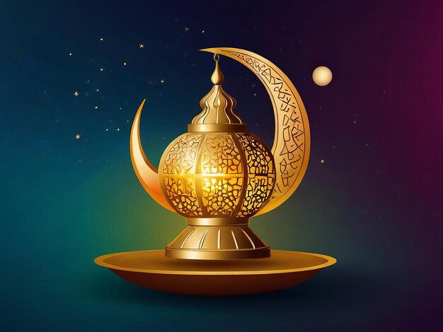 Islamic lamp full moon festival gradient color background