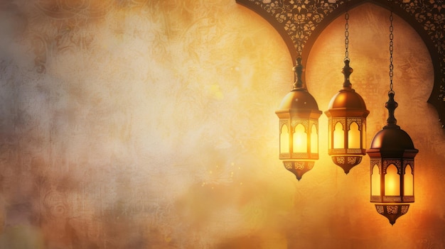 Foto islamic lantern background for muslim celebration day greetings