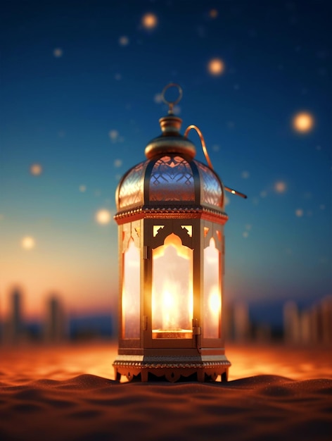 Islamic lantern in dessert background