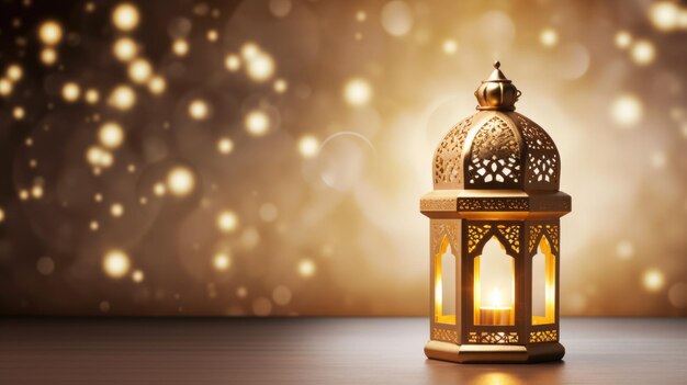 Islamic lantern golden luxury ramadan kareem celebration background