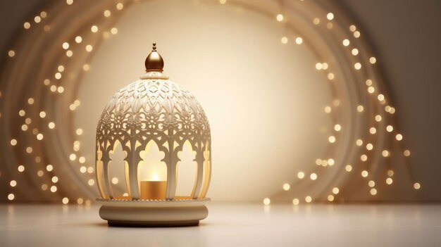 Islamic lantern golden and white luxury ramadan kareem celebration background