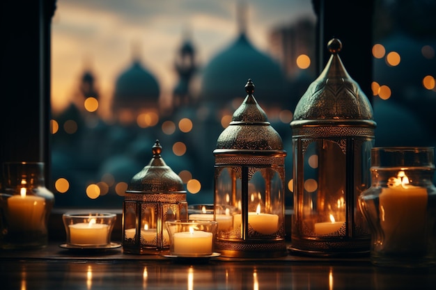 islamic lantern and mosque