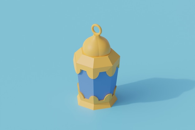 Islamic lantern single isolated object. 3d rendering