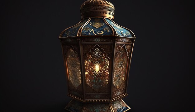 An islamic lantern with a beautiful background for Ramadan al fitr and adha eid Ai generative