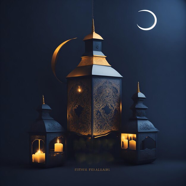 Islamic Lantern With Eid Mubarok