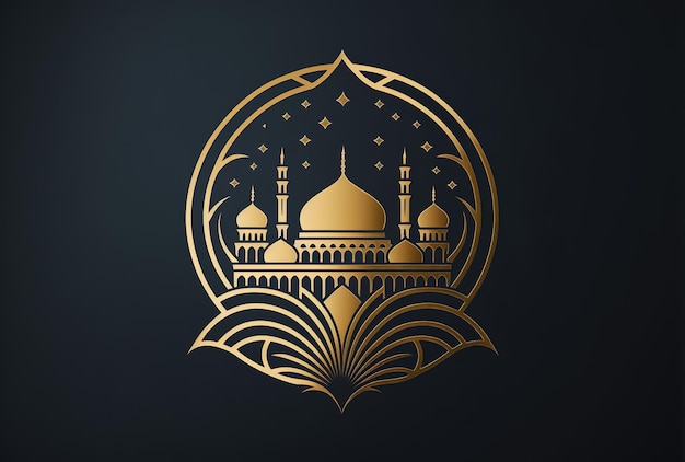 Foto logo islamico con una moschea contemporanea