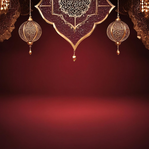 Исламский роскошный темно-красный фон