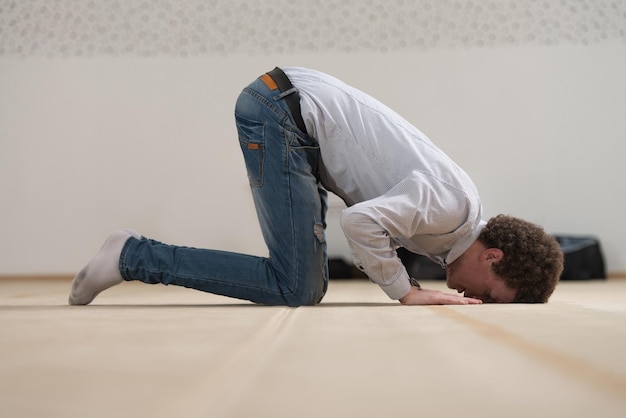 Islamic Man Praying In Mosque