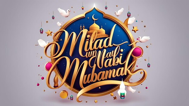 Foto progettazione della carta della festa islamica di milad un nabi