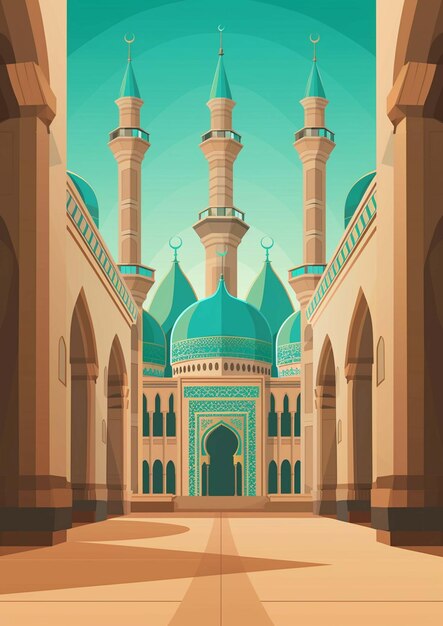 Photo islamic mosque background islam ramadan greeting card design template