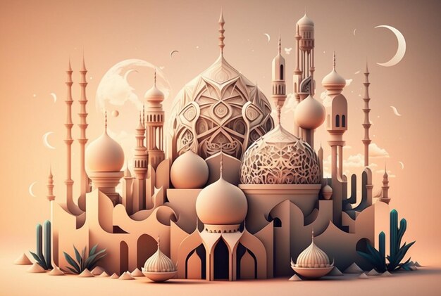 Islamic mosque background Ramadan concept Generative AI