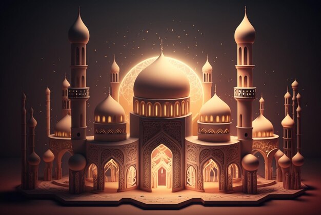 Islamic mosque background Ramadan concept Generative AI