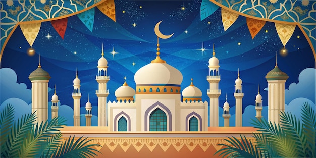 Photo islamic mosque banner symbolizing faith community and unity in vibrant design