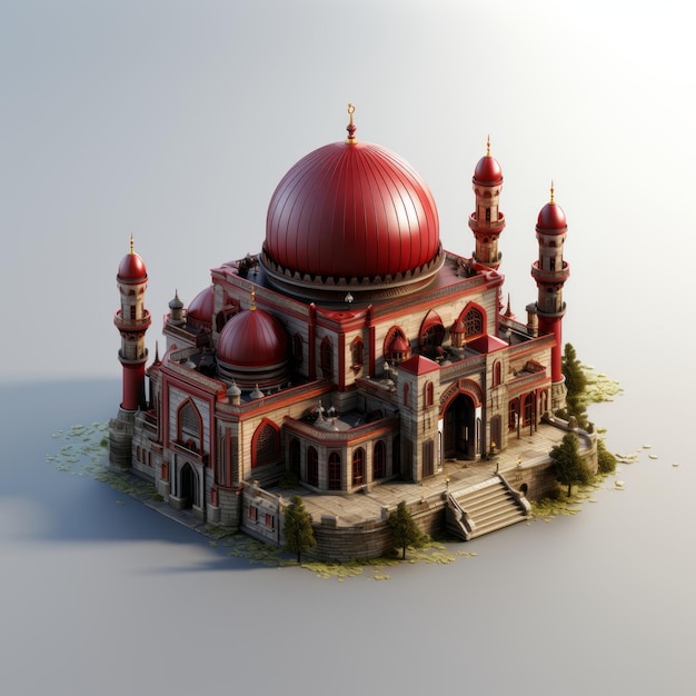 islamic mosque icon with red and white color style