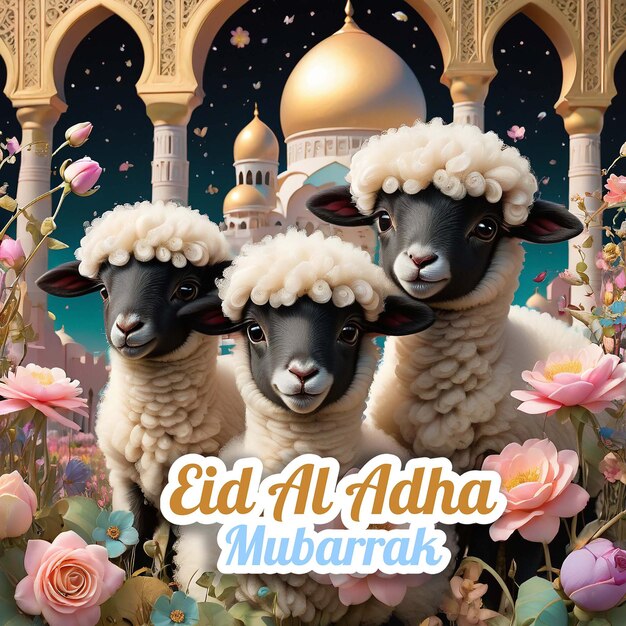 Photo islamic mosque illustration background for islamic holidays eid al adha mubarak social media post