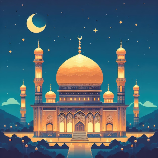 islamic mosque illustration for islamic holiday