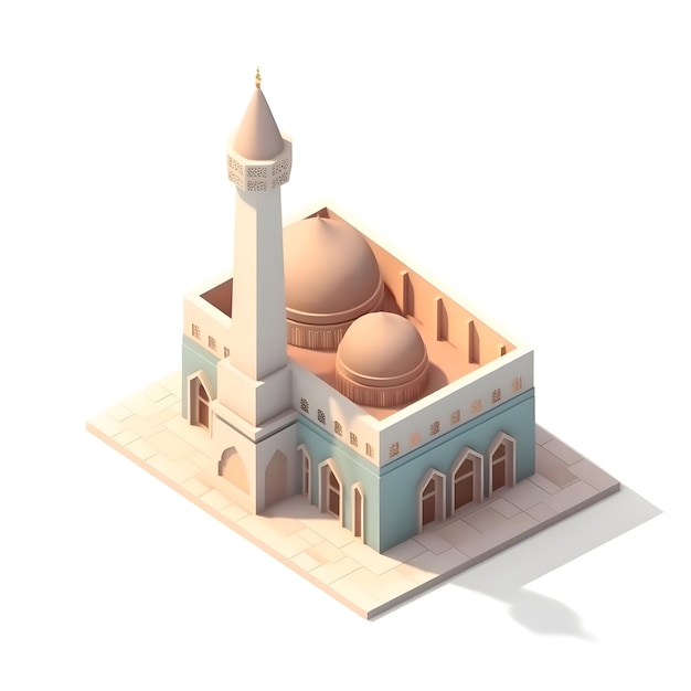 Islamic mosque isolated on white background 3d rendering