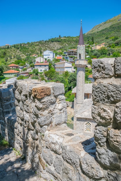 Islamic mosque near the walls of a medieval fortress