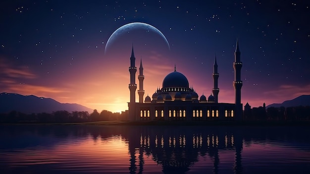 Foto moschea islamica di notte