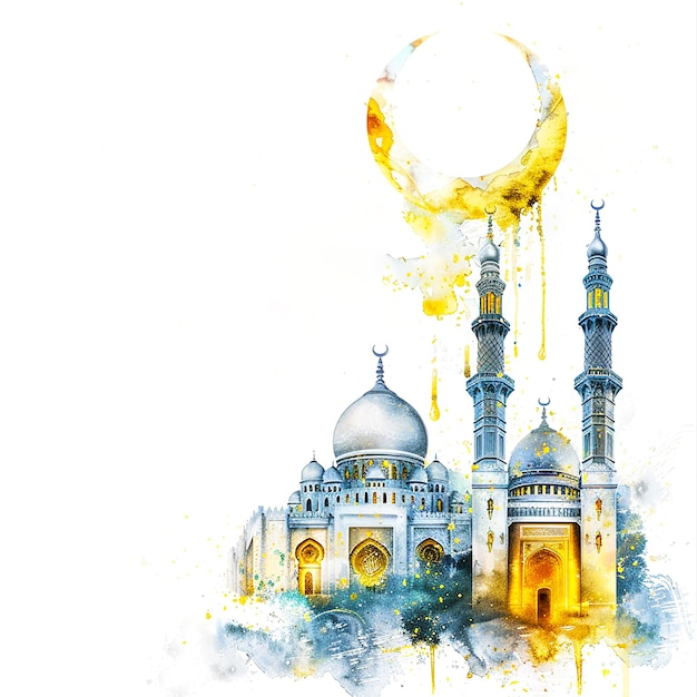 Islamic Mosque Painting Background of islamic Festival