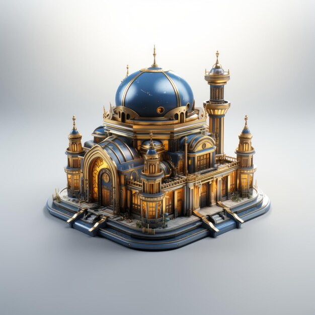 Photo islamic mosques of 3d isometric