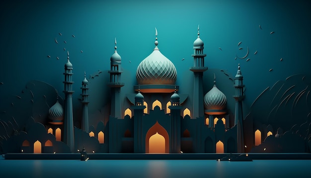 Исламская и мусульманская концепция фоновой бумаги в художественном стиле Редакционная фотография